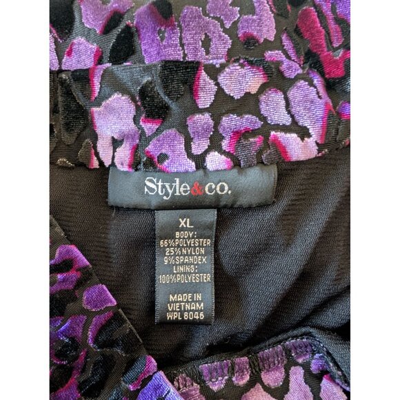 Style & CO. XL Iridescent Velvet Sleeveless Animal Print Blouse Burnout - Picture 3 of 3
